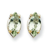 0.6 Carat 14K Goldw 7x3.5mm Marquise Green Amethyst Earring