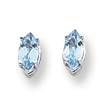 0.9 Carat 14K Gold Blue Topaz Diamond marquis stud earring