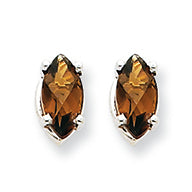 0.7 Carat 14K Goldw 7x3.5mm Marquise Smokey Quartz Earring