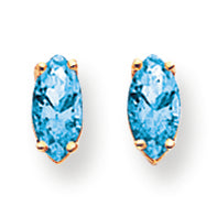 1.5 Carat 14K Gold Blue Topaz Diamond marquis stud earring