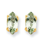 1.1 Carat 14K Gold 8x4 Marquise Green Amethyst Earring