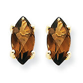 1 Carat 14K Gold 8x4 Marquise Smokey Quartz Earring
