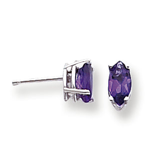 1.1 Carat 14K Gold Amethyst Diamond marquis stud earring