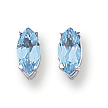 1.5 Carat 14K White Gold 8x4mm Marquise Blue Topaz earring
