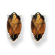 1 Carat 14K Goldw 8x4mm Marquise Smokey Quartz Earring