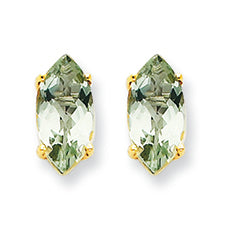 1.8 Carat 14K Gold 10x5 Marquise Green Amethyst Earring
