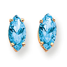 2.6 Carat 14K Gold Blue Topaz Diamond marquis stud earring