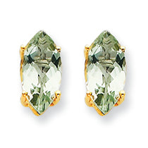 2.3 Carat 14K Gold 10x5 Marquise Green Amethyst Earring