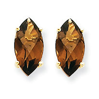 2.1 Carat 14K Gold 10x5 Marquise Smokey Quartz Earring