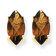 2.1 Carat 14K Gold 10x5 Marquise Smokey Quartz Earring