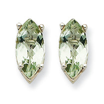 1.8 Carat 14K Goldw 10x8mm Marquise Green Amethyst Earring