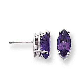 2 Carat 14K Gold Amethyst Diamond marquis stud earring