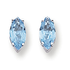 2.6 Carat 14K Gold Blue Topaz Diamond marquis stud earring