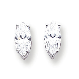 14K Gold Cubic Zirconia Diamond marquis stud earring