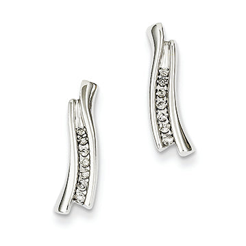 0.1 Carat 14K White Gold Wish Bone Diamond Post Earrings