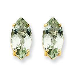 3.4 Carat 14K Gold 12x6 Marquise Green Amethyst Earring