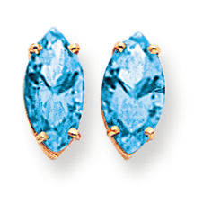 4.7 Carat 14K Gold 12x6mm Marquise Blue Topaz earring