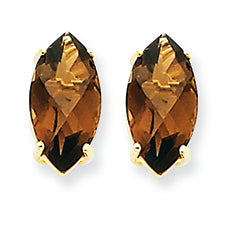 3.3 Carat 14K Gold 12x6 Marquise Smokey Quartz Earring