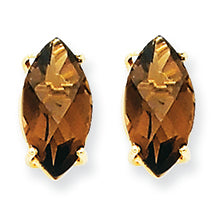 3.4 Carat 14K Gold 12x6 Marquise Smokey Quartz Earring
