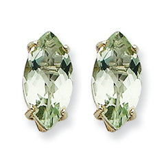 3.4 Carat 14K Goldw Marquise 4-Prong 12 x 6mm Green Amethyst Earring