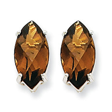 3.3 Carat 14K Goldw Marquise 4-Prong 12 x 6mm Smokey Quartz Earring