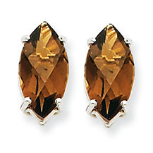 3.4 Carat 14K Goldw Marquise 4-Prong 12 x 6mm Smokey Quartz Earring