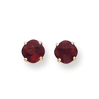 2.5 Carat 14K Gold 6x6mm Cushion Garnet Checker earring