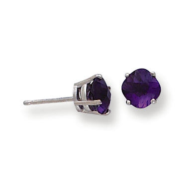 1.6 Carat 14K White Gold 6x6mm Cushion Amethyst Checker earring