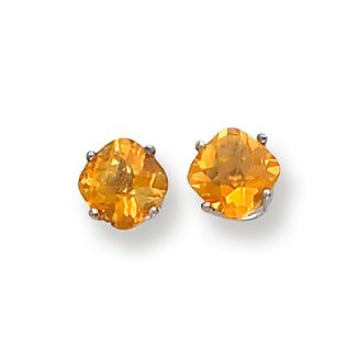 1.9 Carat 14K White Gold 6x6mm Cushion Citrine Checker earring