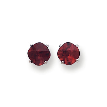 2.5 Carat 14K White Gold 6x6mm Cushion Garnet Checker earring