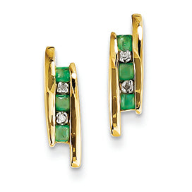 0.3 Carat 14K Gold Diamond and Emerald Earrings