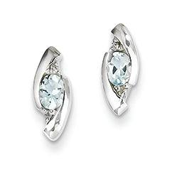 0.3 Carat 14K White Gold Diamond and Aquamarine Earrings