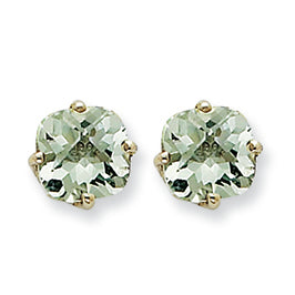 3 Carat 14K Goldw 7mm Cushion Green Amethyst Earring