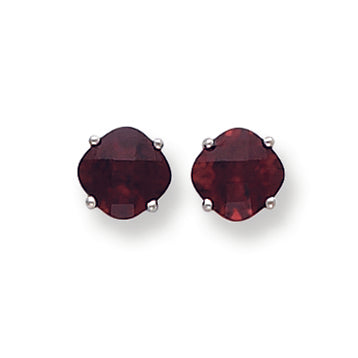 3.9 Carat 14K White Gold 7x7mm Cushion Garnet Checker earring