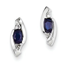 0.5 Carat 14K White Gold Diamond and Sapphire Earrings