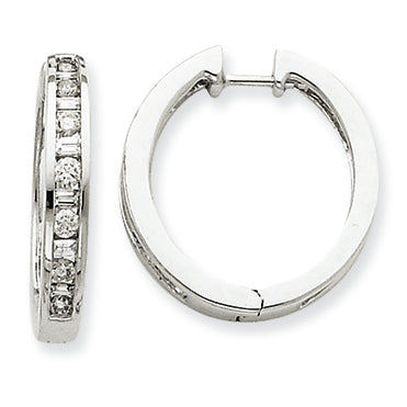 0.8 Carat 14K White Gold Diamond Hoop Earrings
