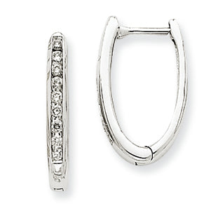 0.3 Carat 14K White Gold Diamond Oval Hoop Earrings