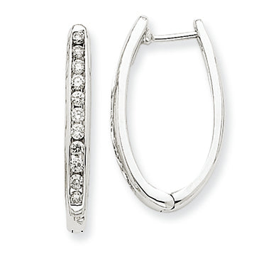 0.5 Carat 14K White Gold Diamond Oval Hoop Earrings