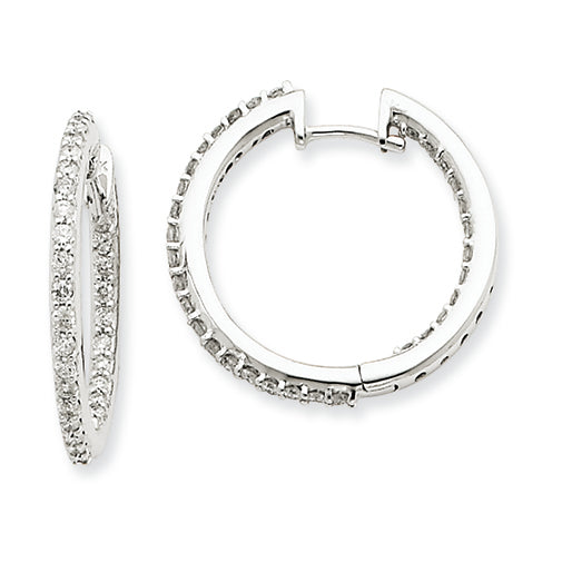 1.1 Carat 14K White Gold Diamond Hoop Earrings