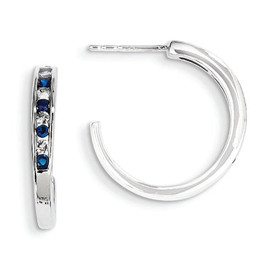 0.4 Carat 14K White Gold Diamond & Sapphire