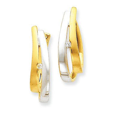 14K Gold & Rhodium Diamond Hinged Earrings