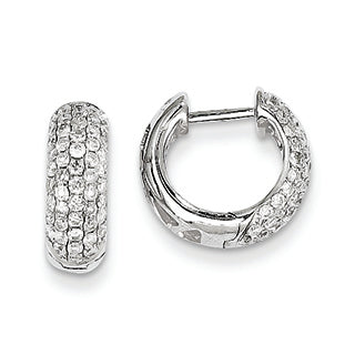 0.7 Carat 14K White Gold Diamond Hinged Hoop Earrings