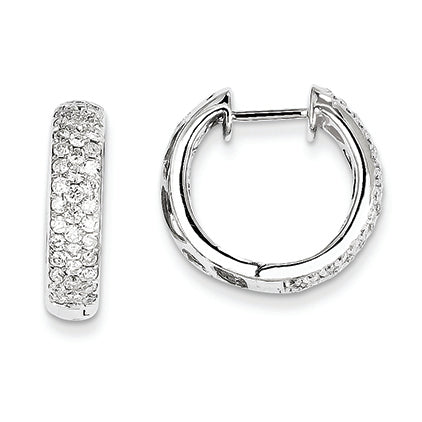 1.3 Carat 14K White Gold Diamond Hinged Hoop Earrings