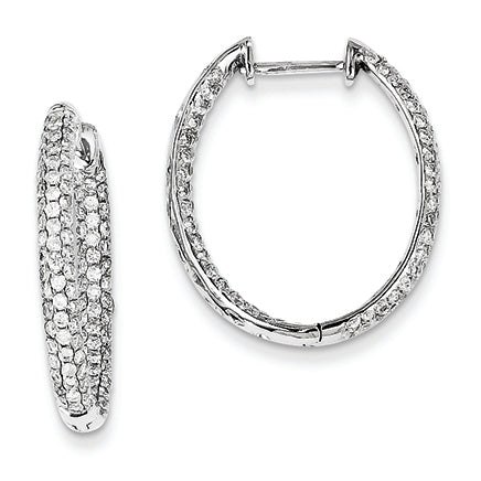 0.9 Carat 14K White Gold Diamond Hinged Hoop Earrings