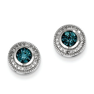 0.5 Carat 14K White Gold Blue & White Diamond Earrings