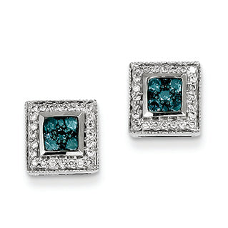 0.5 Carat 14K White Gold Blue Diamond Earrings