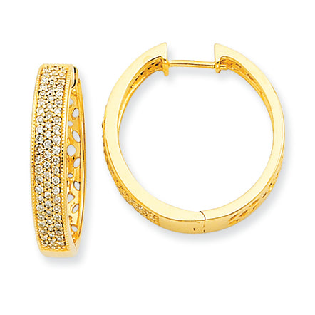 0.5 Carat 14K Gold Diamond Hinged Hoop Earrings
