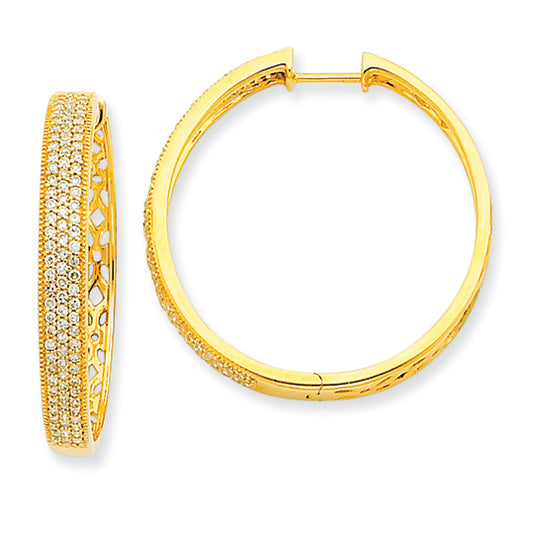 0.8 Carat 14K Gold Diamond Hinged Hoop Earrings