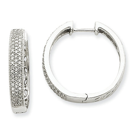 0.5 Carat 14K White Gold Diamond Hinged Hoop Earrings