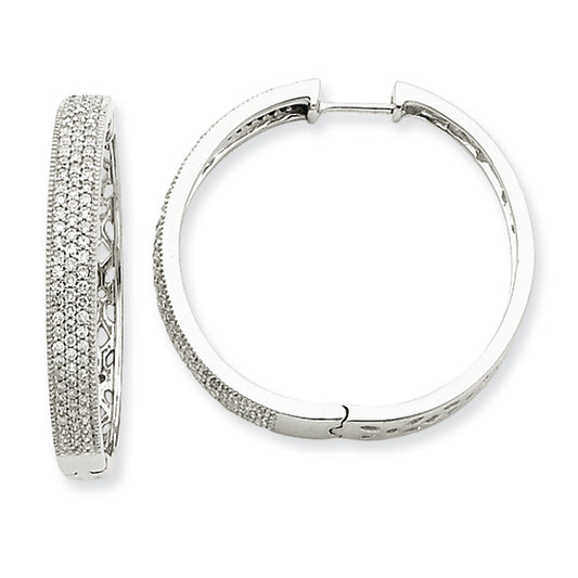 0.8 Carat 14K White Gold Diamond Hinged Hoop Earrings